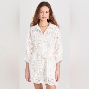 Sundress Florine Pineapple White Eyelet Shirt Dress Size M/L